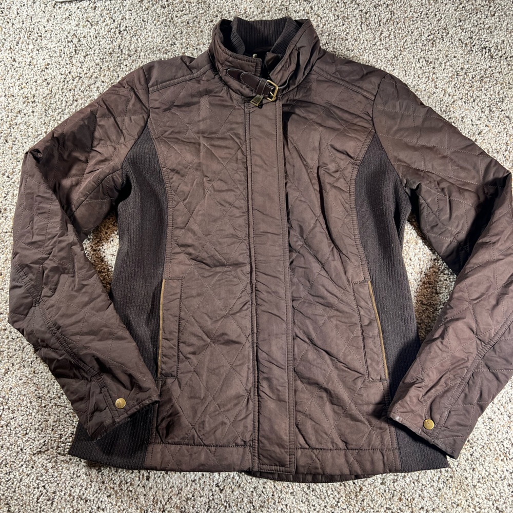 Tommy Hilfiger Women’s Sz S Brown Quilted Full Zip Jacket